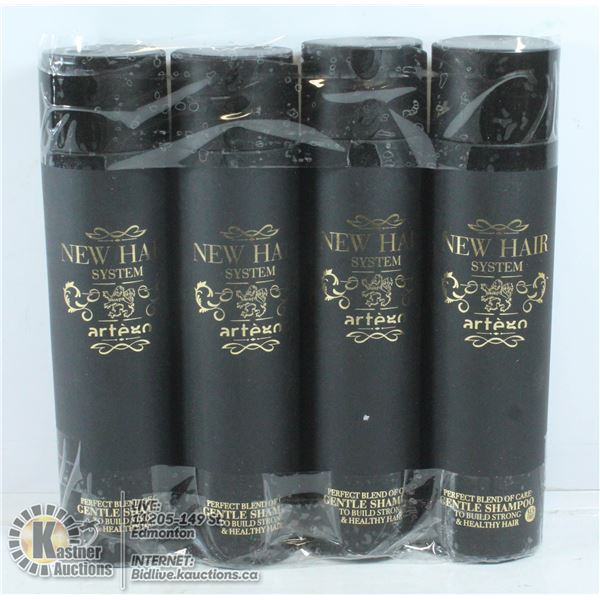 FOUR BOTTLES OF ARTEGO GENTLE SHAMPOO TO BUILD
