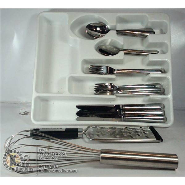 SET OF HEAVY CUTLERY & KITCHEN TOOLS, COMES WITH