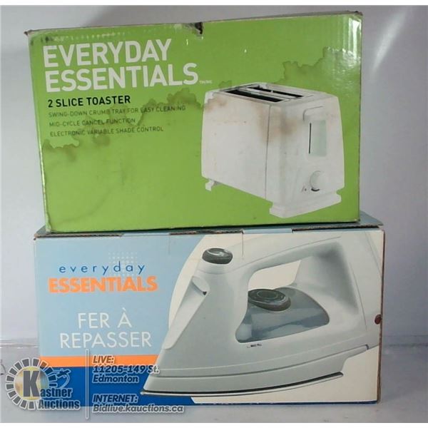 NEW EVERYDAY ESSENTIALS IRON & TOASTER