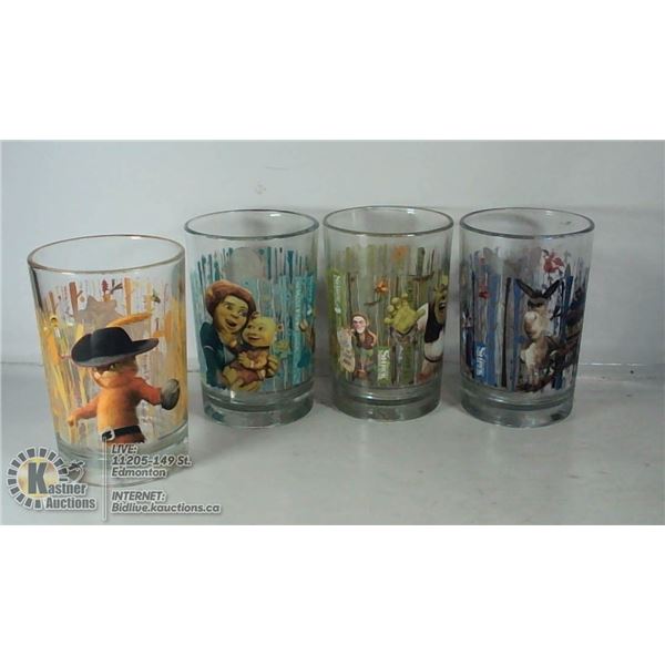 SET OF 4 COLLECTIBLE SHREK GLASSES
