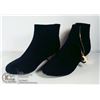 Image 1 : PAIR OF BLACK SEUDE ANKLE BOOTS, SIZE 8.5