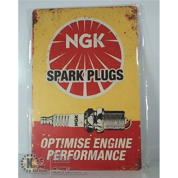 NGK SPARK PLUGS METAL SIGNS 8" X 12"