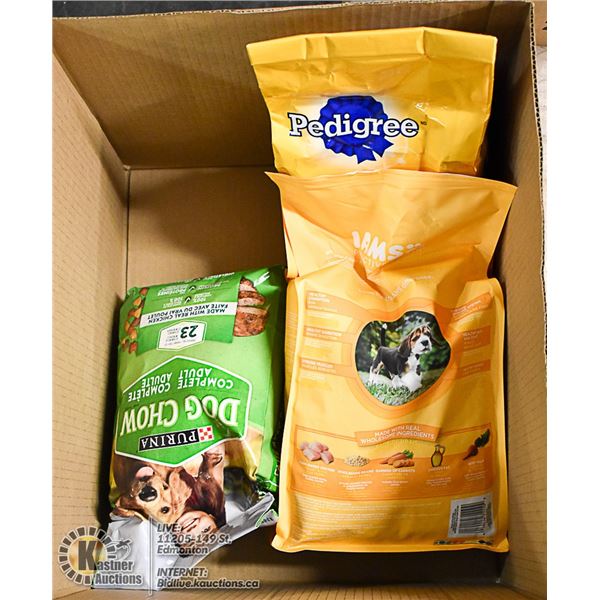 BOX LOT OF 3 BAGS OF DOG FOOD