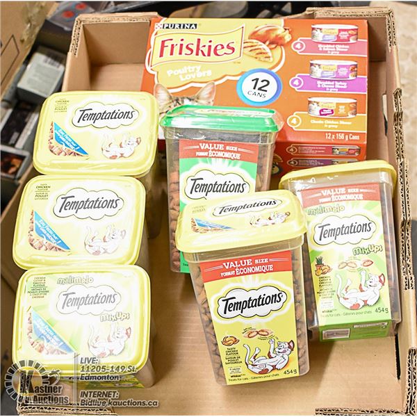 FLAT LOT OF CAT FOOD AND TREATS