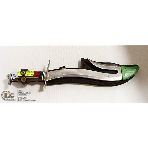 17 INCH BATTLE DAGGER WITH HOOK ON BLADE