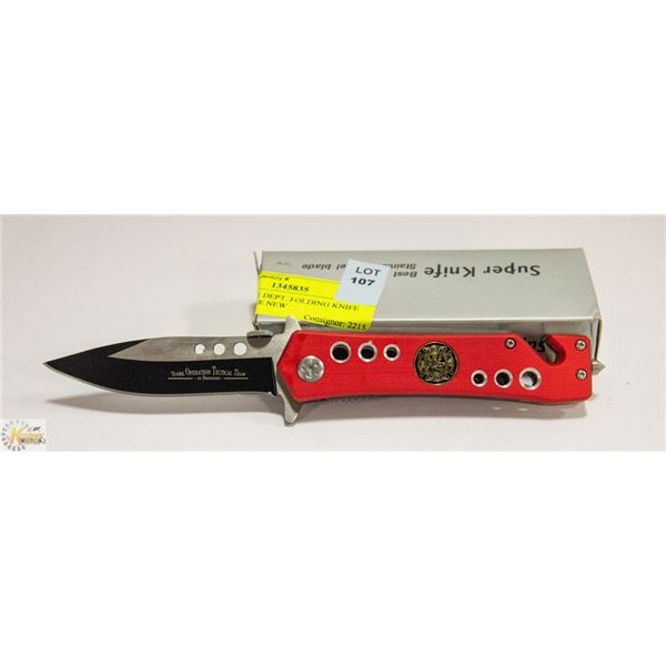 8 INCH FIRE DEPT. FOLDING KNIFE SUPER KNIFE NEW