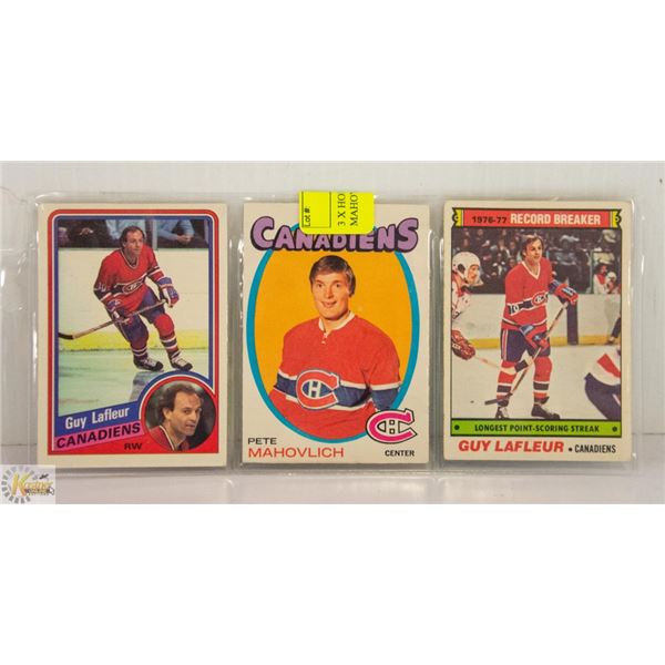 3 X HOF MONTREAL CARDS MAHOVLICH LAFLEUR