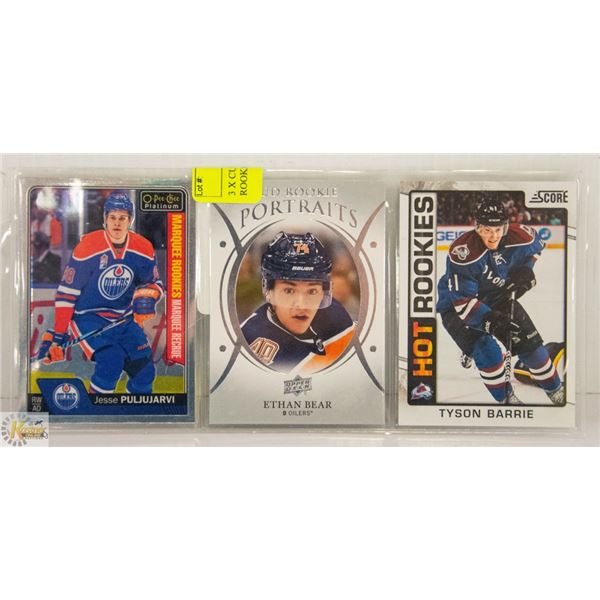 3 X CURRENT OILERS INCLUDING ROOKIE CARDS