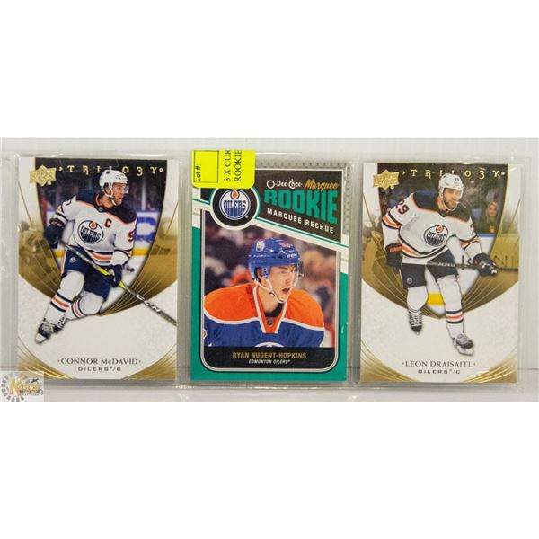 3 X CURRENT OILERS INCLUDING ROOKIE CARDS