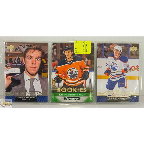 3 X CURRENT OILERS INCLUDING ROOKIE CARDS