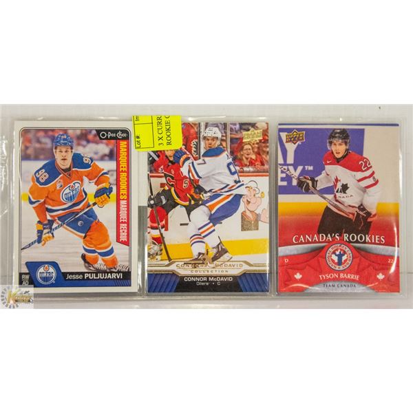 3 X CURRENT OILERS INCLUDING ROOKIE CARDS