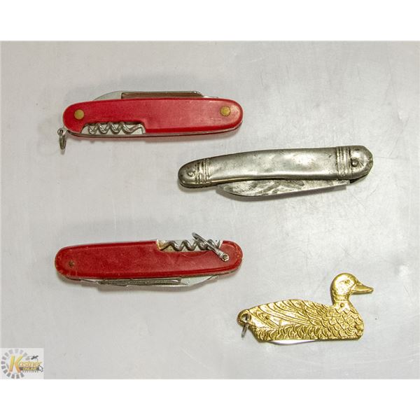 4 X COLLECTOR KNIVES MALLARD SHAPE UNIQUE