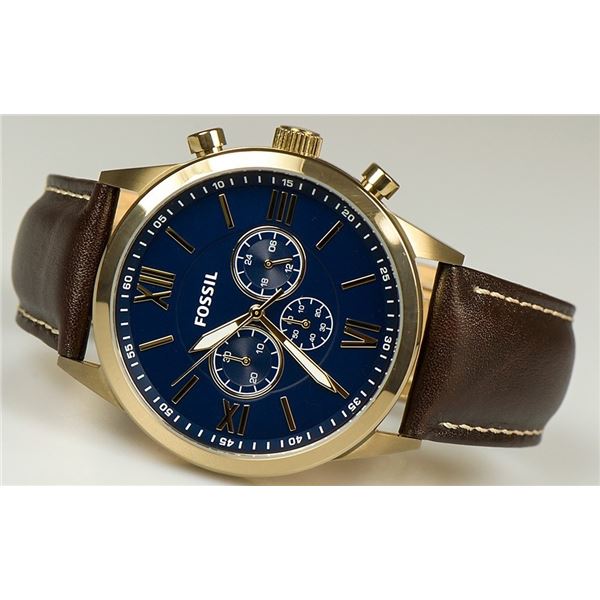 NEW FOSSIL TRIPLE CHRONO LEATHER STRAP MSRP $199