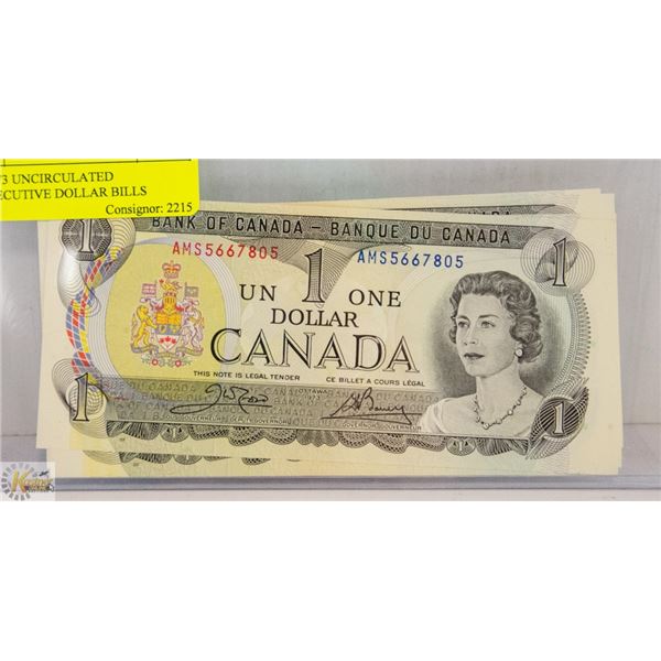 5 X 1973 UNCIRCULATED CONSECUTIVE DOLLAR BILLS