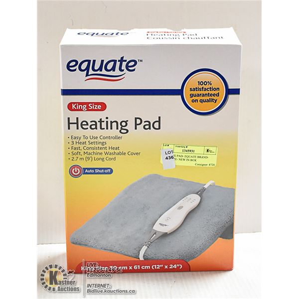 HEATING PAD- EQUATE BRAND- KING SIZE- NEW IN BOX