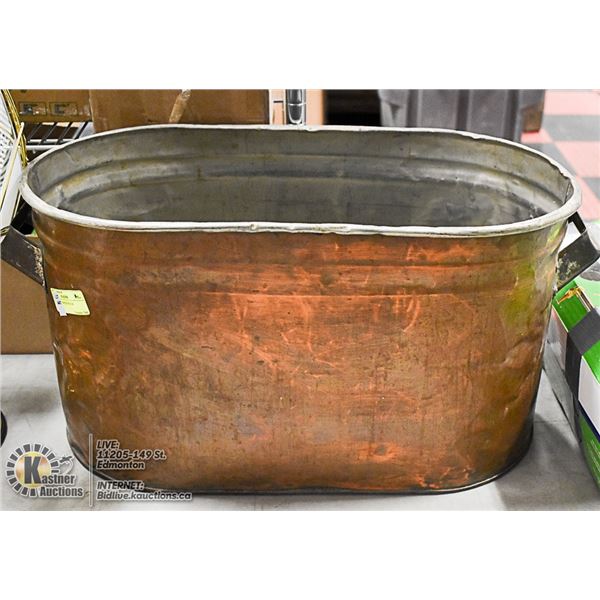 VINTAGE COPPER BOILER-BOTTOM IS DAMAGED
