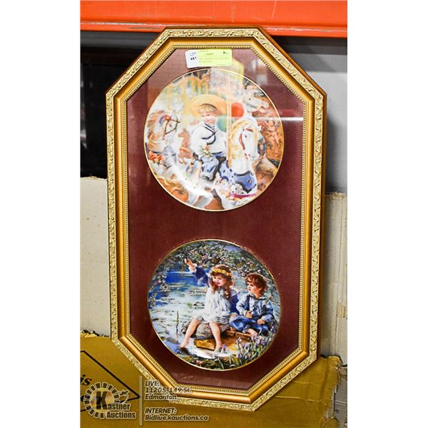 SET OF TWO FRAMED COLLECTIBLE PLATES BY SANDRA