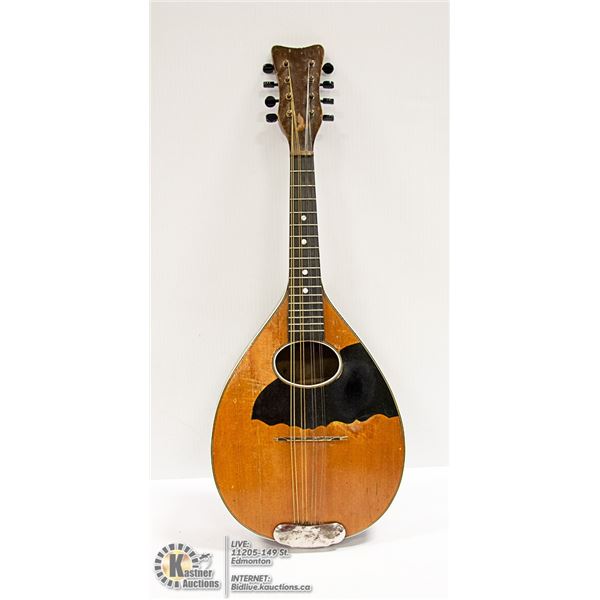 VINTAGE MANDOLIN WITH HARD LEATHER CARRY CASE