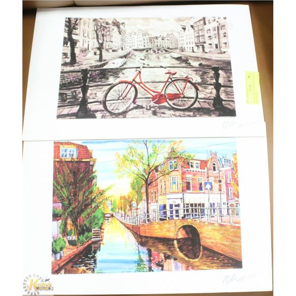 TWO WATER COLOUR PAINTINGS OF AMSTERDAM