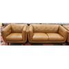 Image 1 : GENUINE LEATHER DOWN FILLED LOVESEAT W/ CHAIR