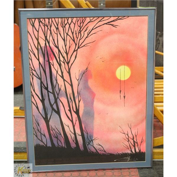 NATIVE AMERICAN STYLE ART WITH SUNSET & HUMAN