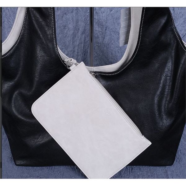 NEW TWO TONE BLACK & WHITE LADIES PURSE WITH