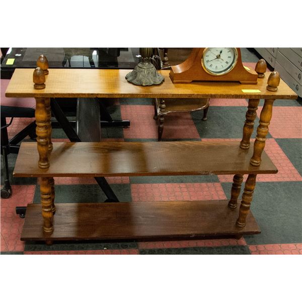 3 TIER WOOD SHELF, 41" WIDE X 32" TALL