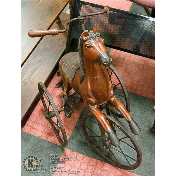 DECORATIVE HORSE TRIKE APPROX 29" TALL
