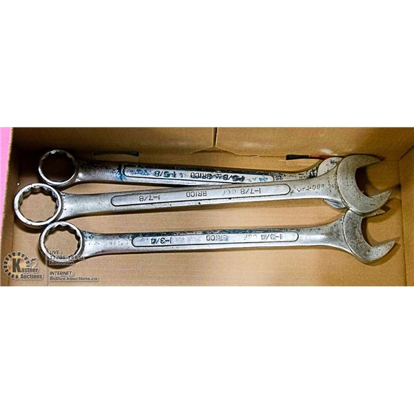 SET OF 3 BRICO HEAVY DUTY WRENCHES DROP FORGED