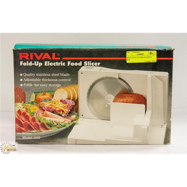 RIVAL FOLD UP FOOD SLICER IN BOX