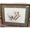 Image 1 : VINTAGE FRAMED ORIGINAL "MOUNTAIN SHEEP" 44" X