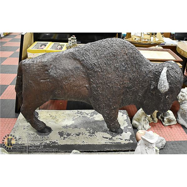 LARGE CONCRETE BUFFALO, 56"' LONG X 42" TALL