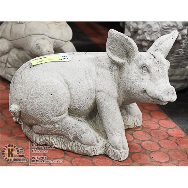 CONCRETE PIG ORNAMENT, 11" LONG
