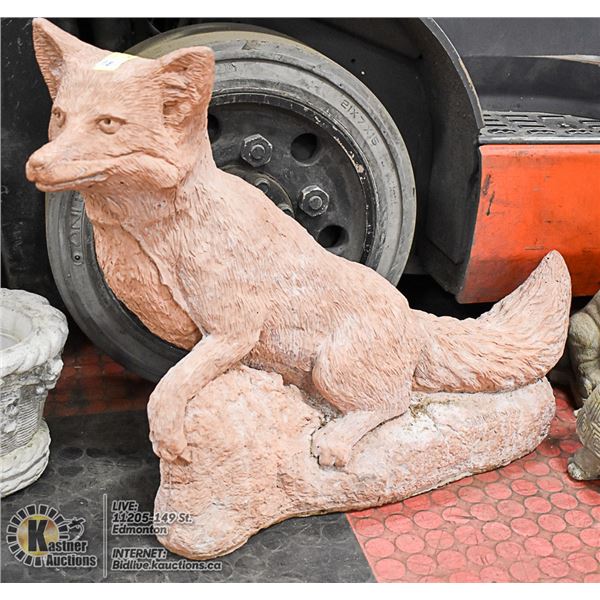 CONCRETE FOX STATUE, 31" LONG