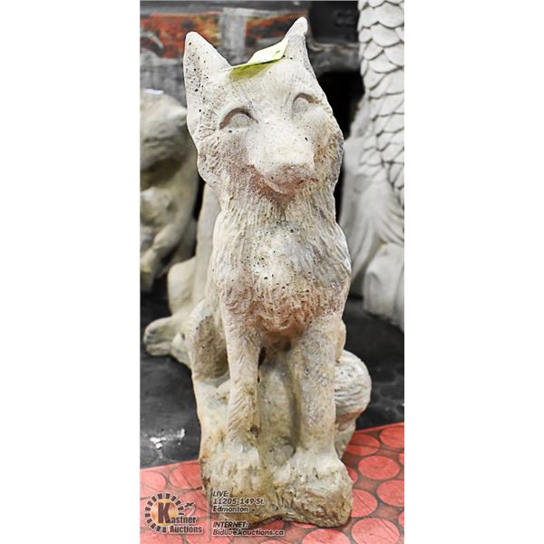 CONCRETE FOX STATUE,  13" TALL