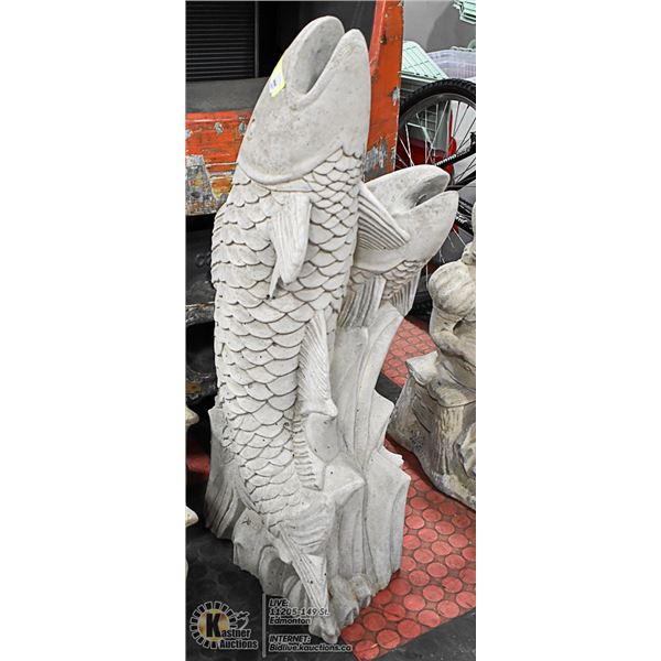 LARGE CONCRETE FISH STATUE,  33" TALL