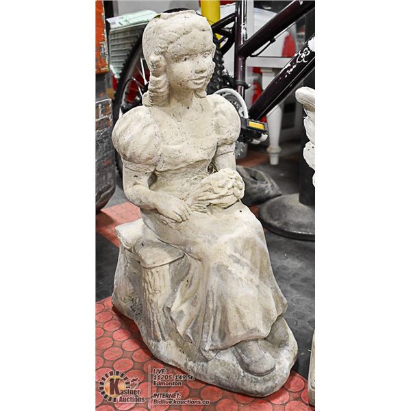 CONCRETE GIRL STATUE ,  22" TALL
