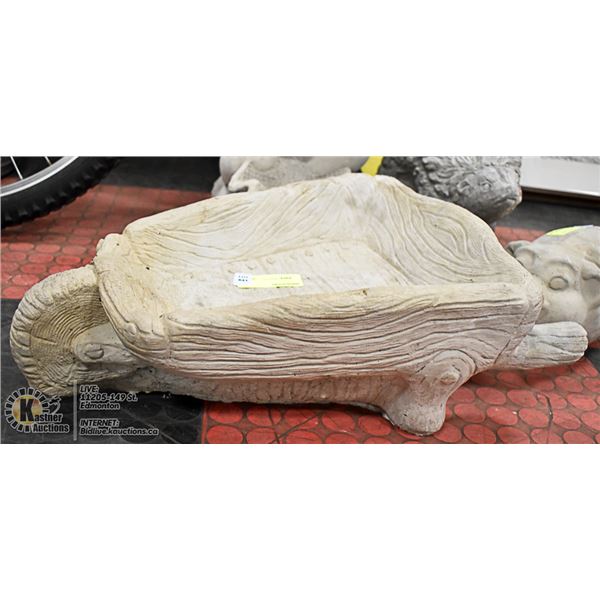 CONCRETE WHEEL BARREL STATUE ,  21" LONG