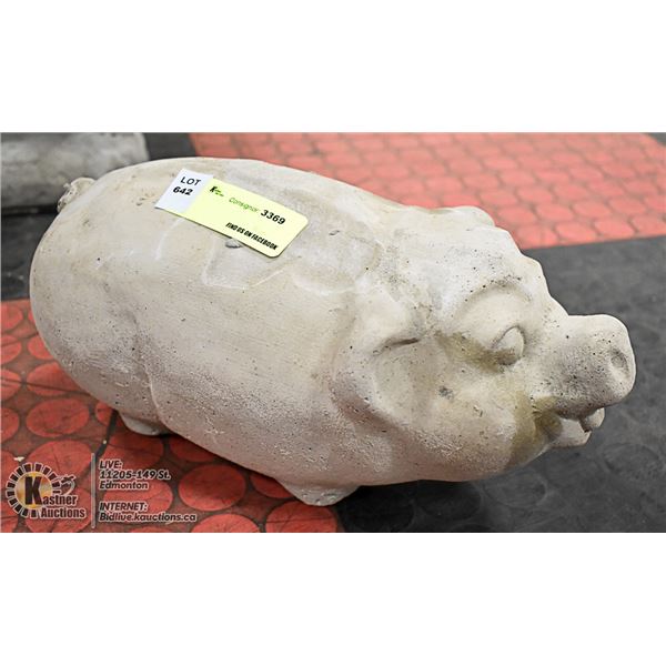 CONCRETE PIG STATUE ,  12" LONG