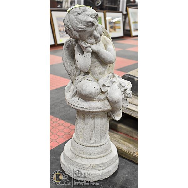 CONCRETE CHERUB STATUE ,  20" TALL