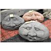 Image 1 : LOT OF 3 CONCRETE FACE STATUES ,  3" TALL