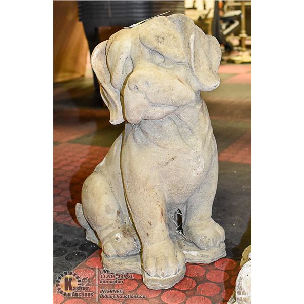 SAD PUPPY DOG CONCRETE STATUE ,  19" TALL