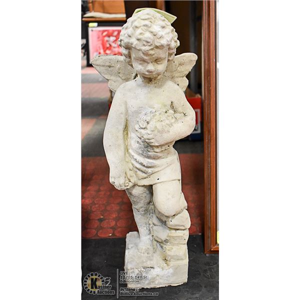 CONCRETE CHERUB STATUE ,  18" TALL