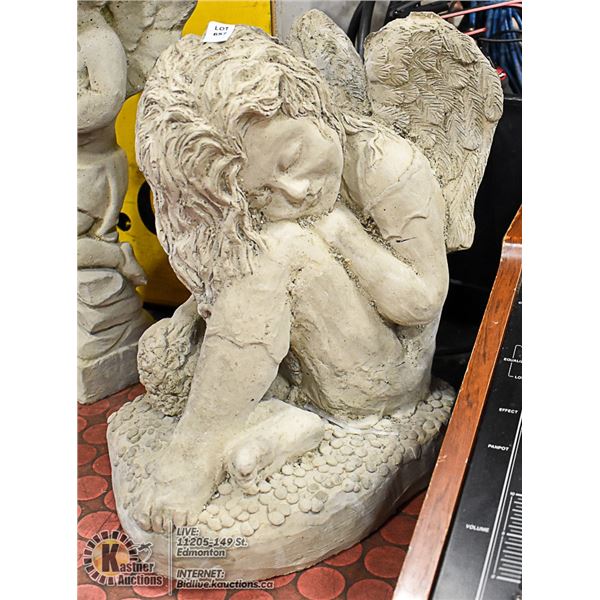 CONCRETE ANGEL STATUE ,  15" TALL
