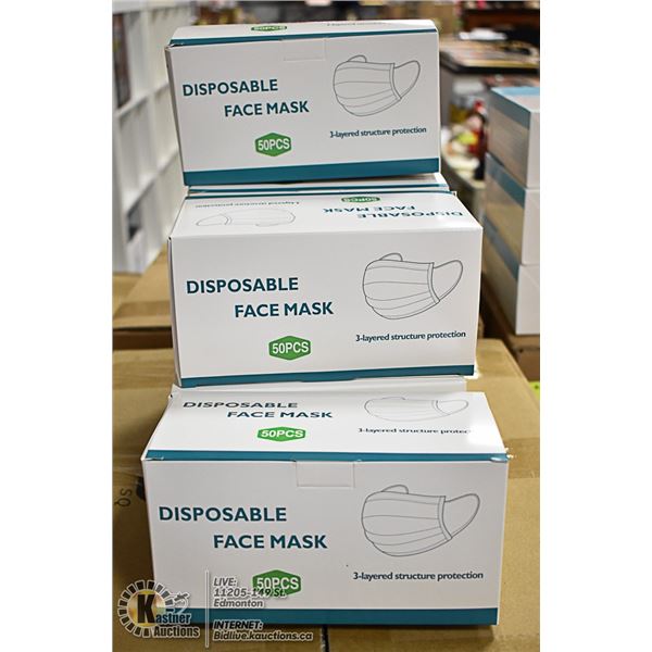 6 BOXES WITH 50 (300 TOTAL) DISPOSABLE MASKS