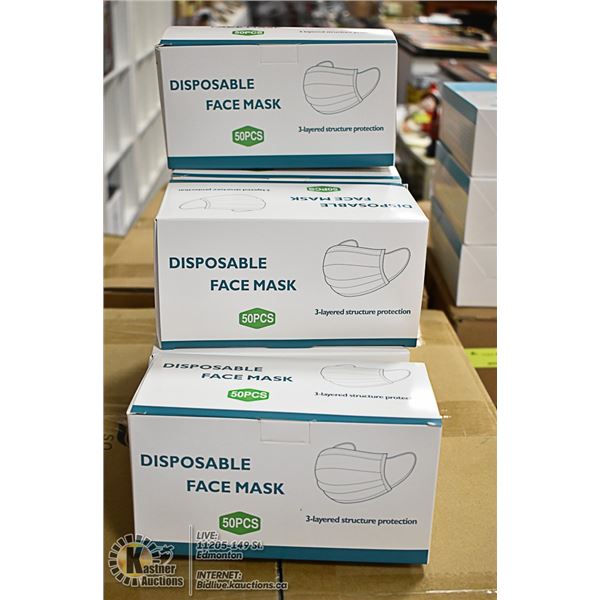 6 BOXES WITH 50 (300 TOTAL) DISPOSABLE MASKS