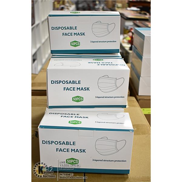 6 BOXES WITH 50 (300 TOTAL) DISPOSABLE MASKS