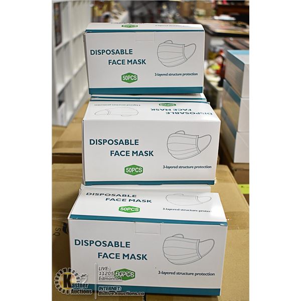 6 BOXES WITH 50 (300 TOTAL) DISPOSABLE MASKS