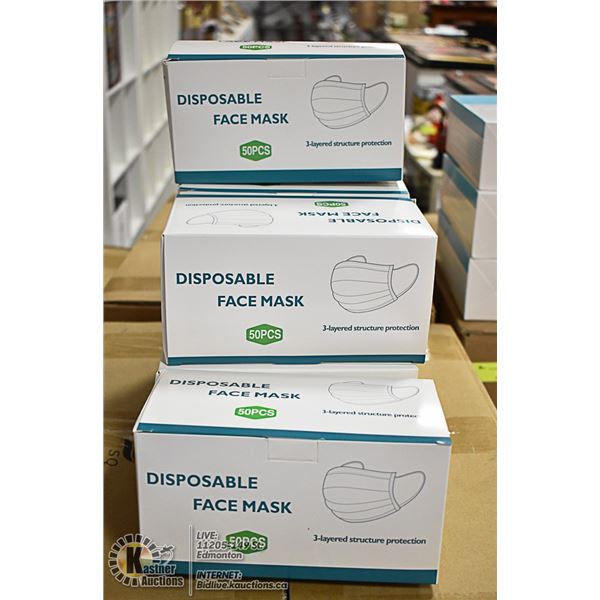6 BOXES WITH 50 (300 TOTAL) DISPOSABLE MASKS