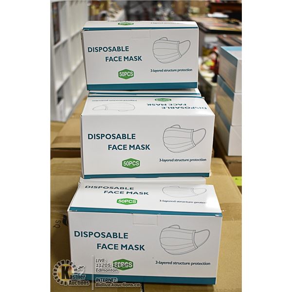 6 BOXES WITH 50 (300 TOTAL) DISPOSABLE MASKS